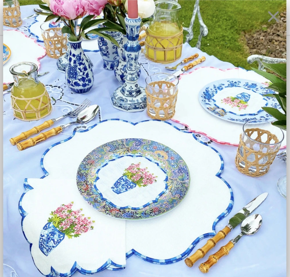 Chrysanthemum Linen Cocktail Napkins