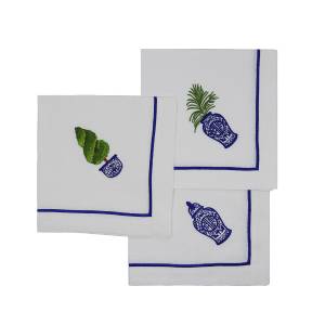 Blue Blanc Linen Cocktail Napkins