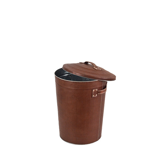Wastebasket With Lid - Brown