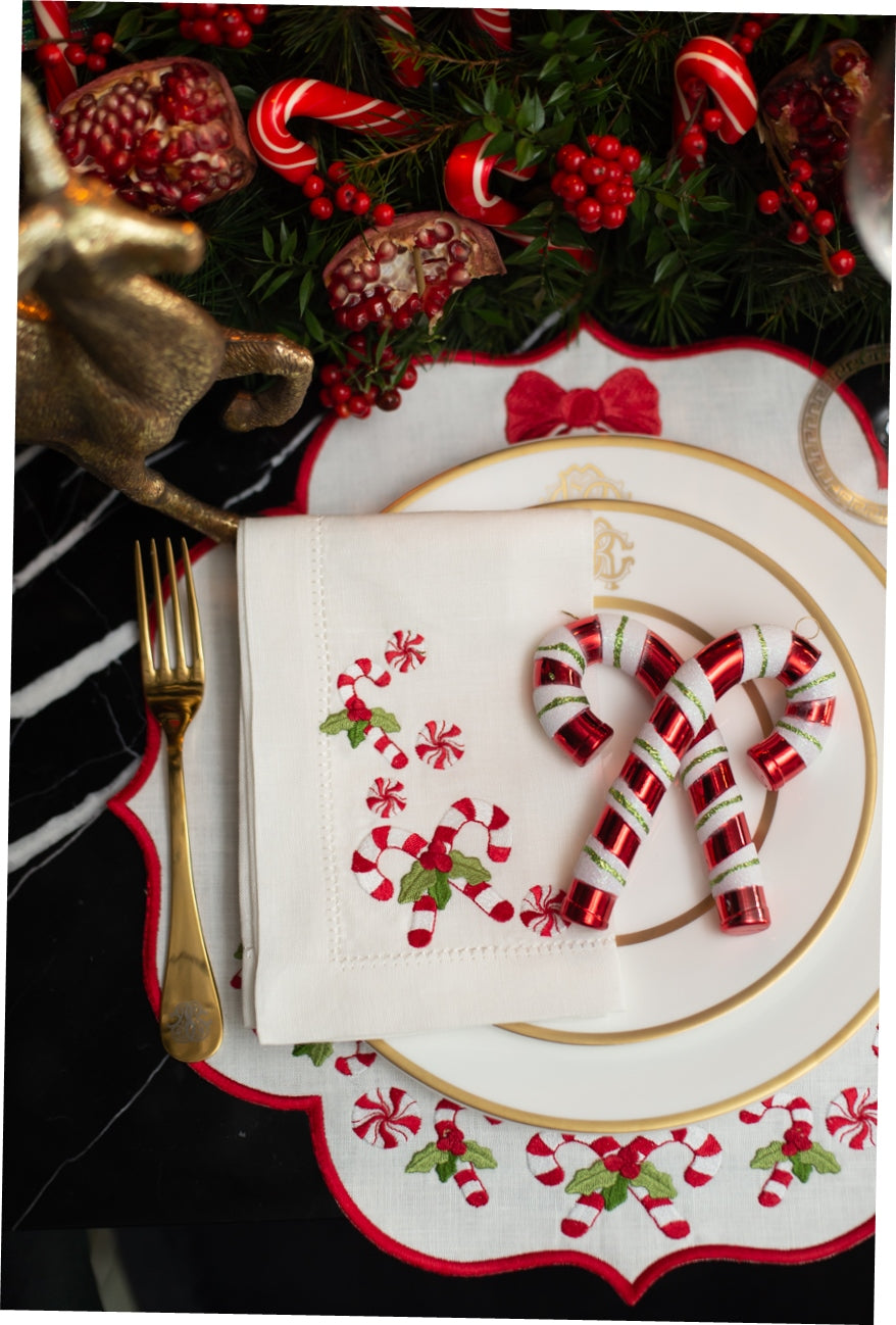 Candy Christmas Linen Placemats