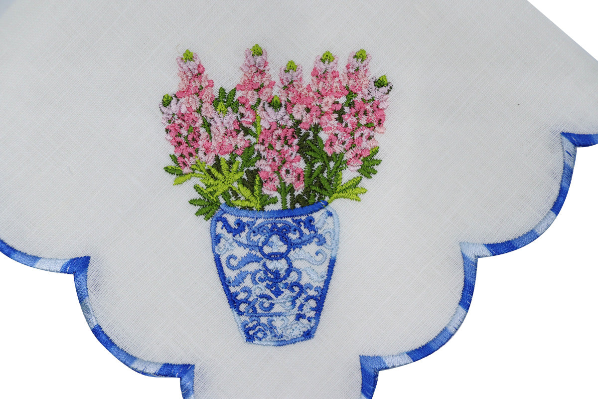 Pink Linen Dinner Napkins Scallop Edge