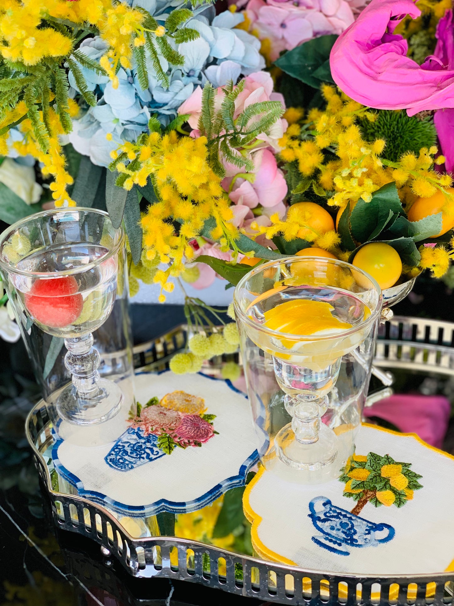 Blue Blanc Lemon Cocktail Napkins