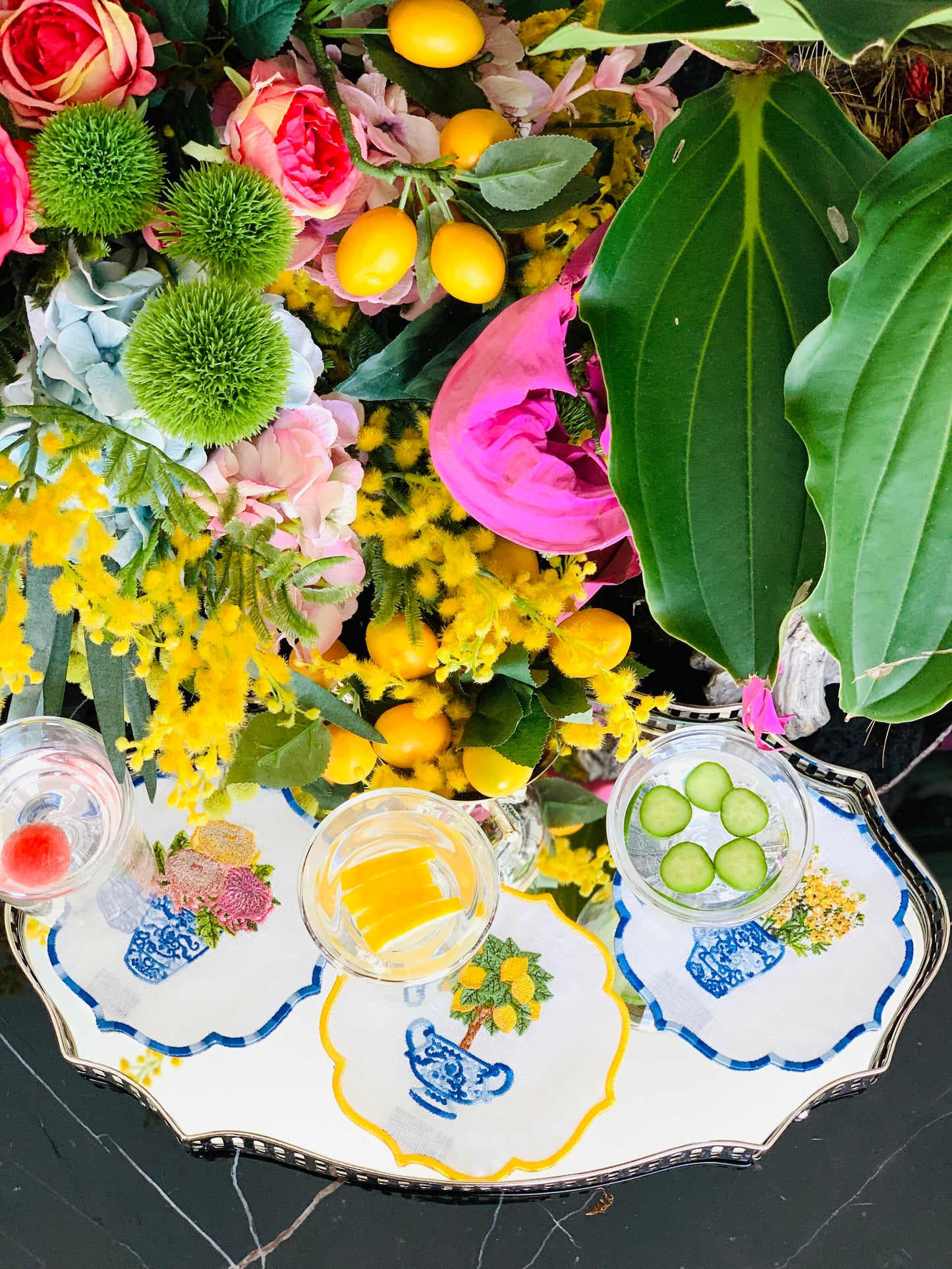 Blue Blanc Lemon Cocktail Napkins