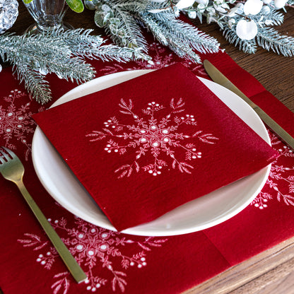 Dinner Napkins - Red Snow Flower