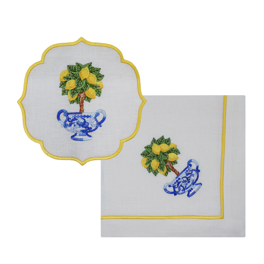 Bundle - Blue Blanc Lemon Dinner & Cocktail Napkins