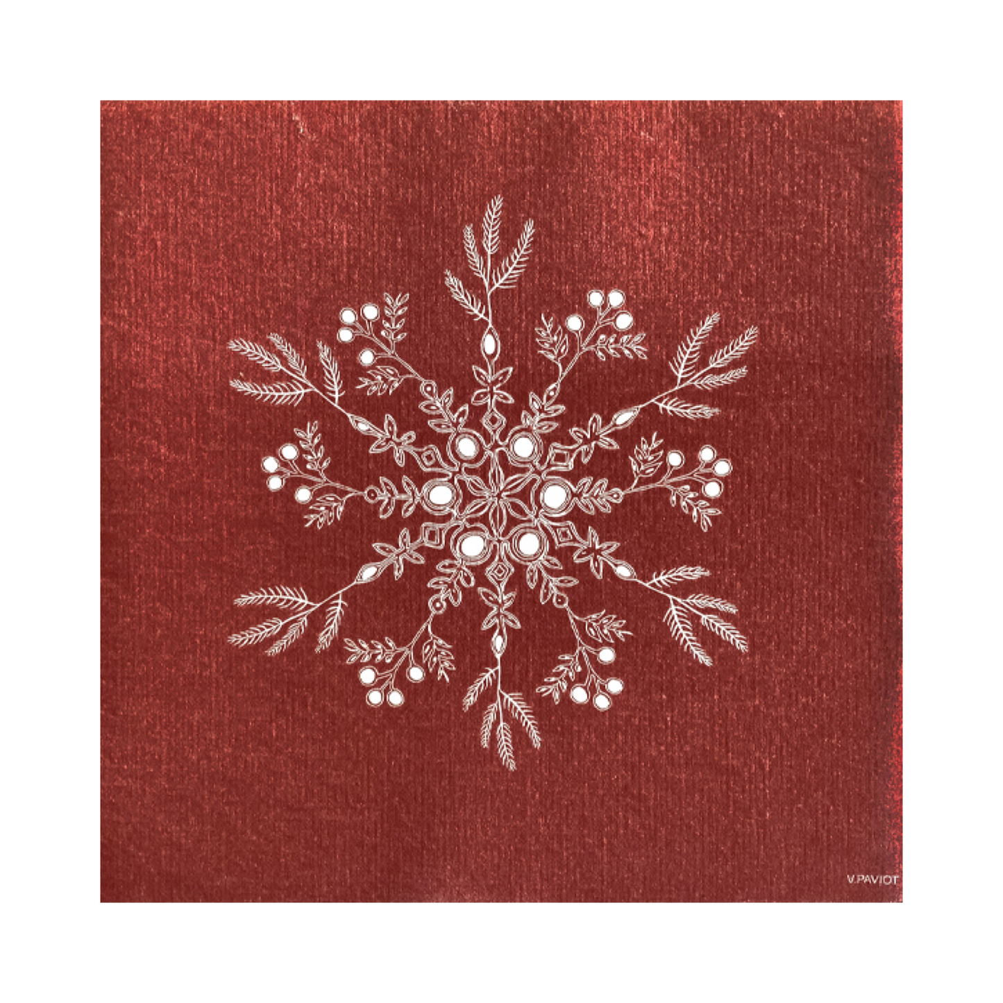 Dinner Napkins - Red Snow Flower