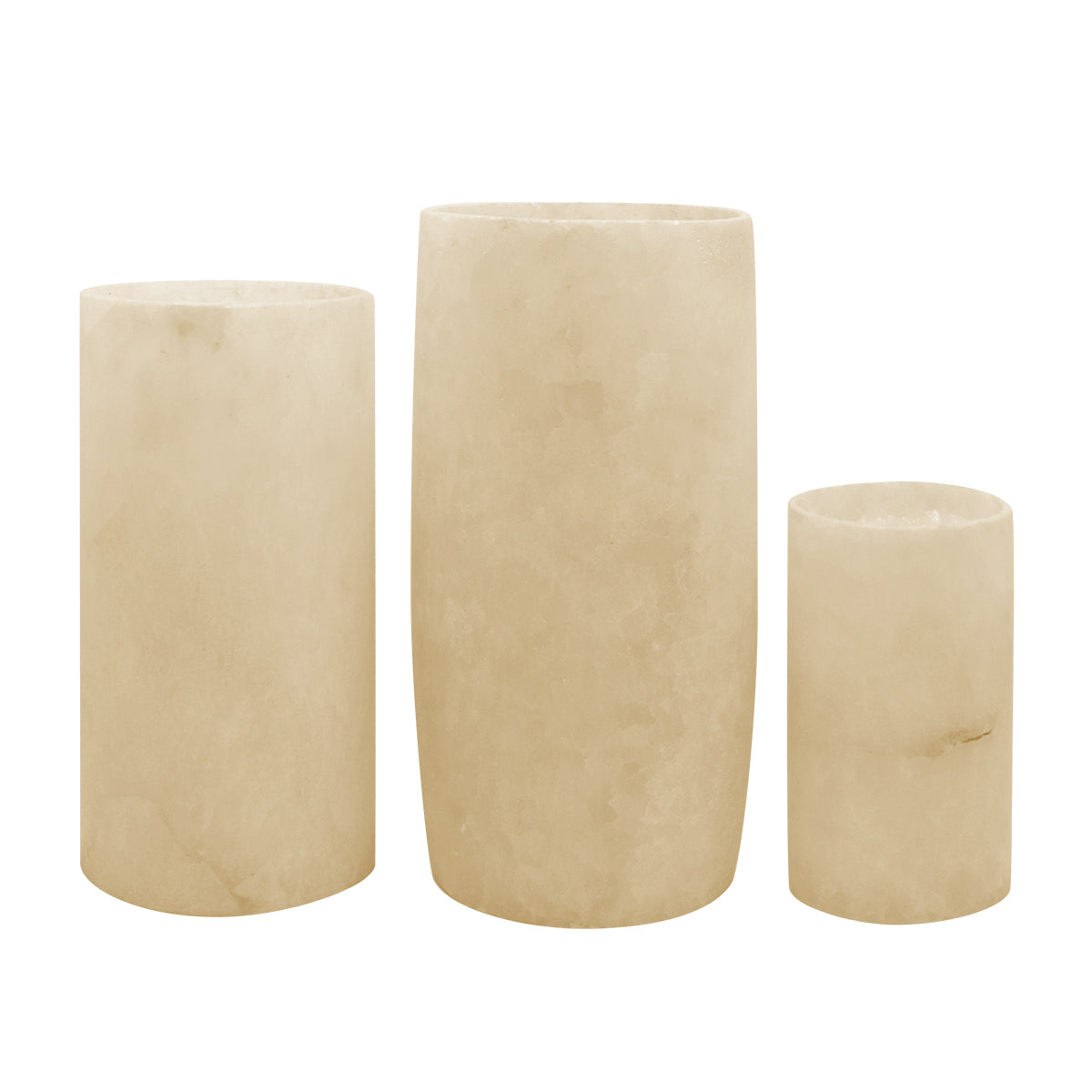 Alabaster Cylinder Candle Holder - Large