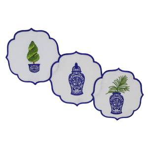 Blue Blanc Linen Cocktail Napkins