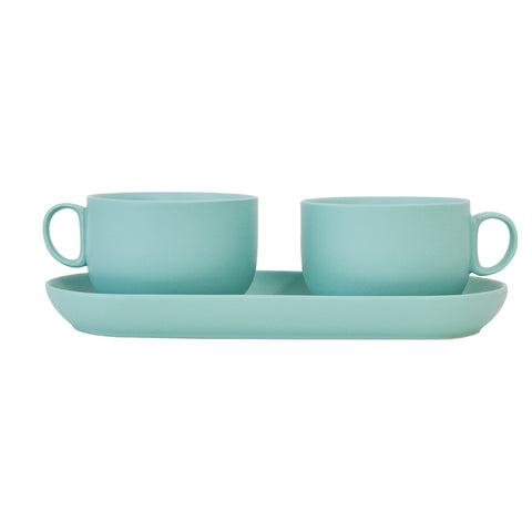  House of Jay | Breakfast Cups With Tray - Turquoise | Homeware Gift | Same Day Delivery