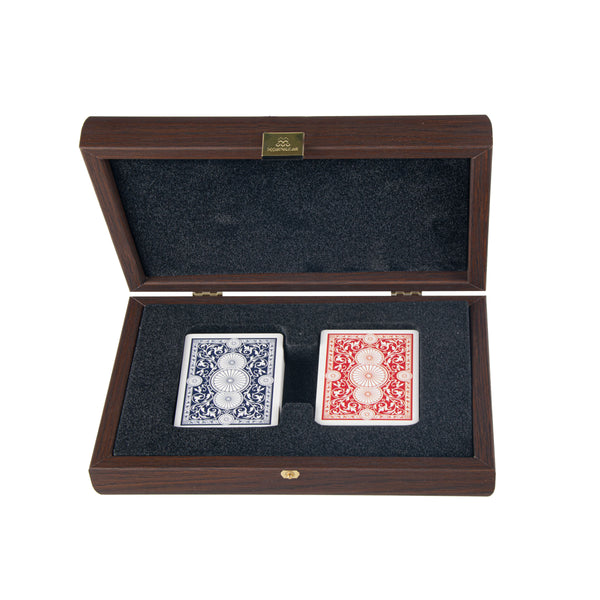 Playing Cards in Leatherette Wooden Case - Caramel