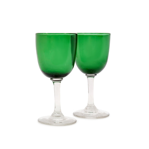 1910 Set of Four Bristol Green Victorian Glasses