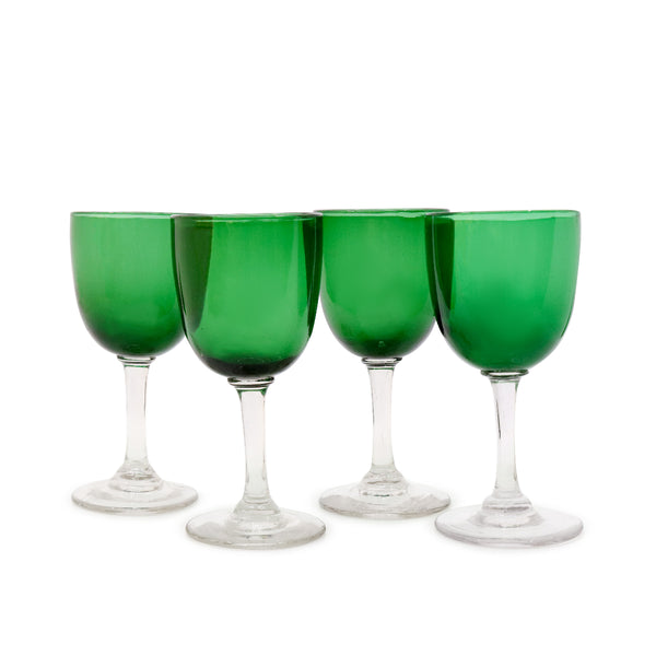 1910 Set of Four Bristol Green Victorian Glasses