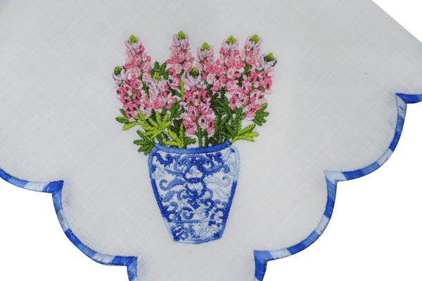 Pink Linen Dinner Napkins Scallop Edge