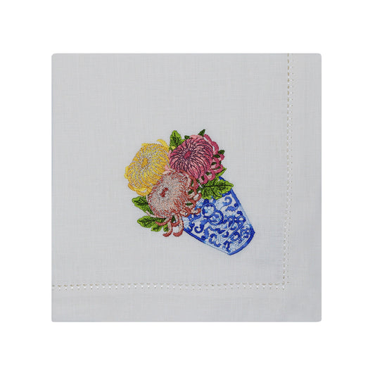 Chrysanthemum Linen Dinner Napkins