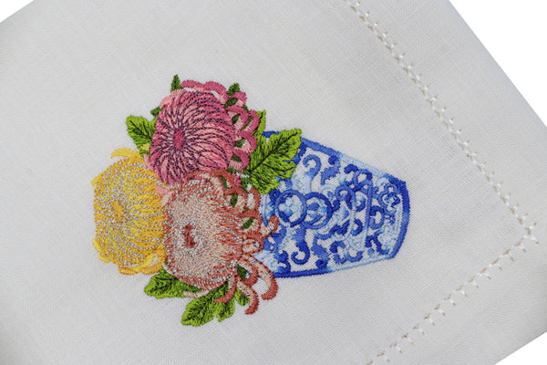 Chrysanthemum Linen Dinner Napkins