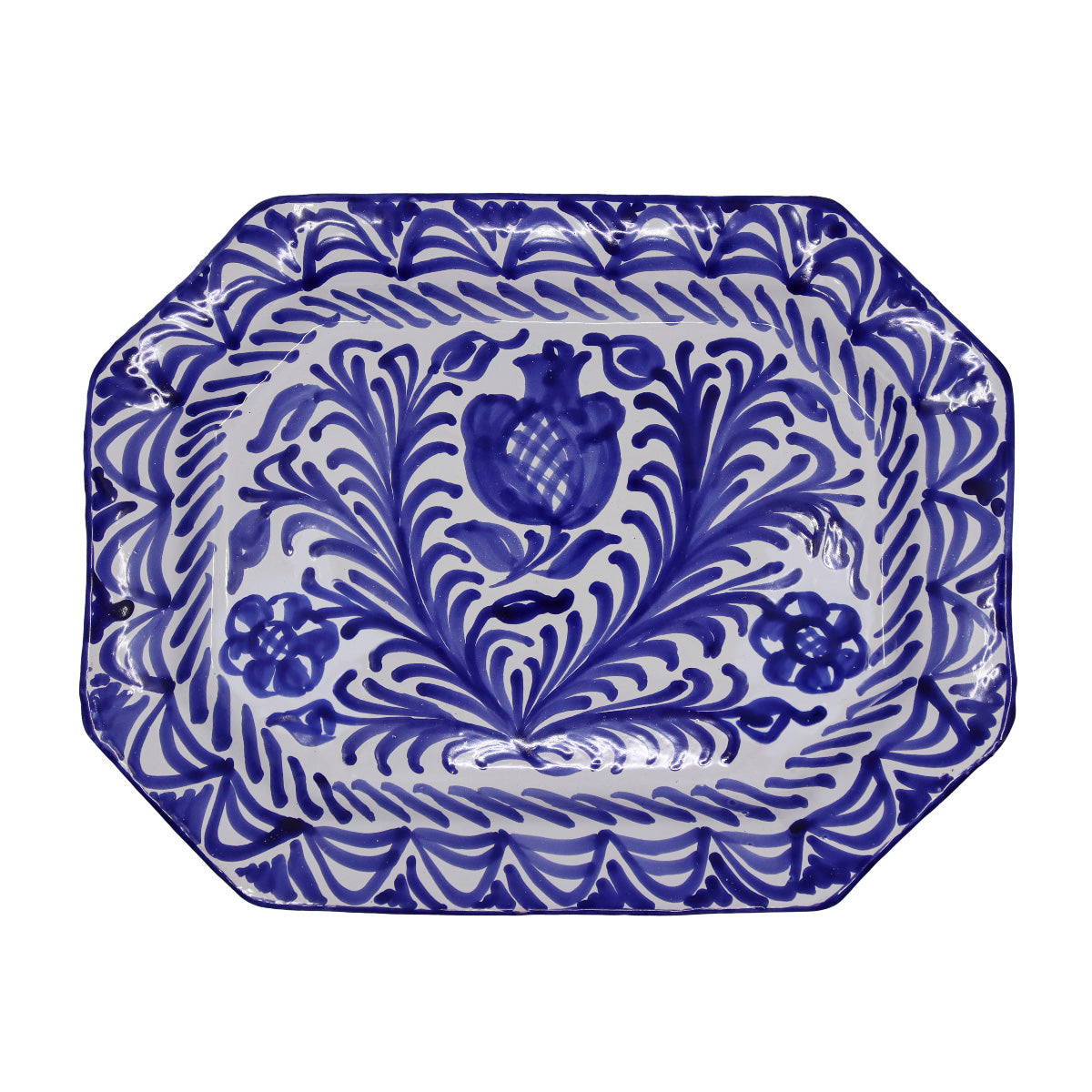 Octagonal Serving Plate - Blue