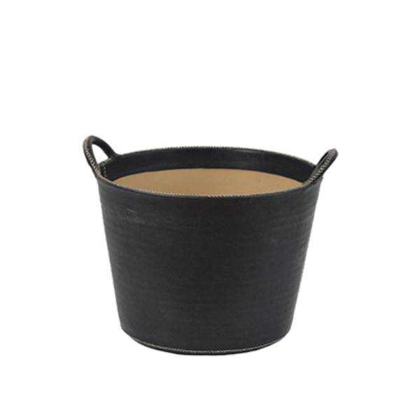 Small Leather Basket - Black