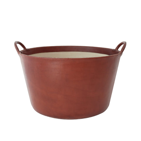 Large Leather Basket - Brown