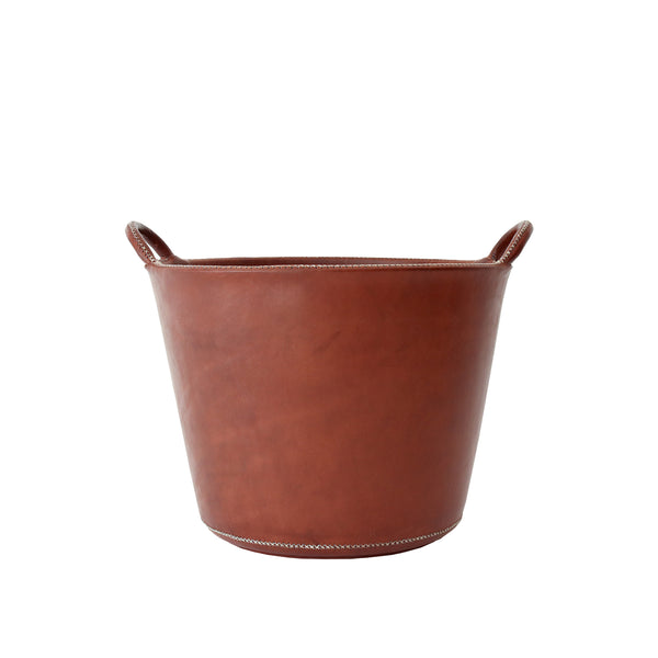 Small Leather Basket - Brown
