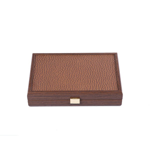 Domino Set in Leatherette Wooden Case - Caramel
