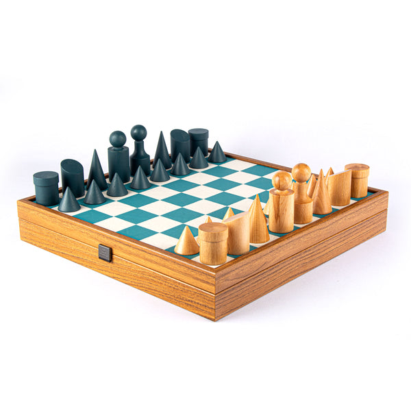 Bauhaus Chess Set - Turquoise