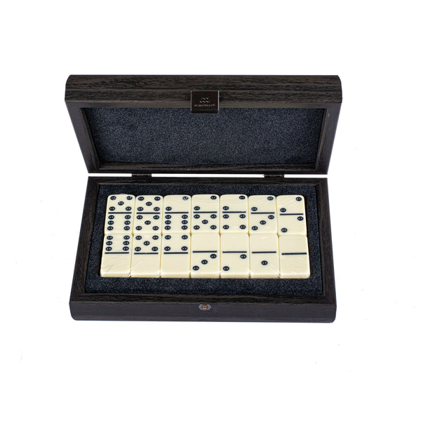 Domino Set in Leatherette Wooden Case - Black