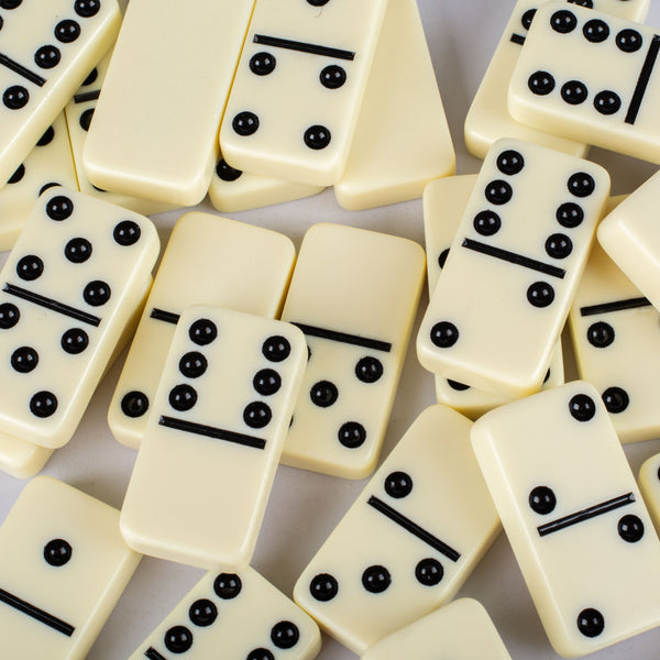 Domino Set in Leatherette Wooden Case - Black
