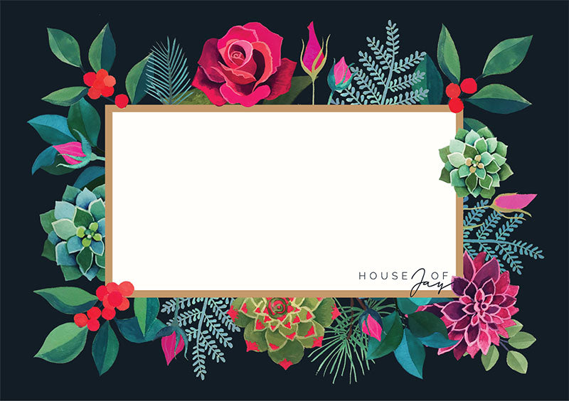 House of Jay | Greeting Card Black Floral