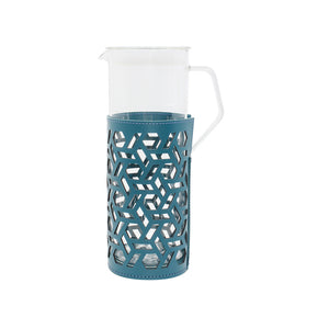 Trapani Glass Carafe - Petrol Blue