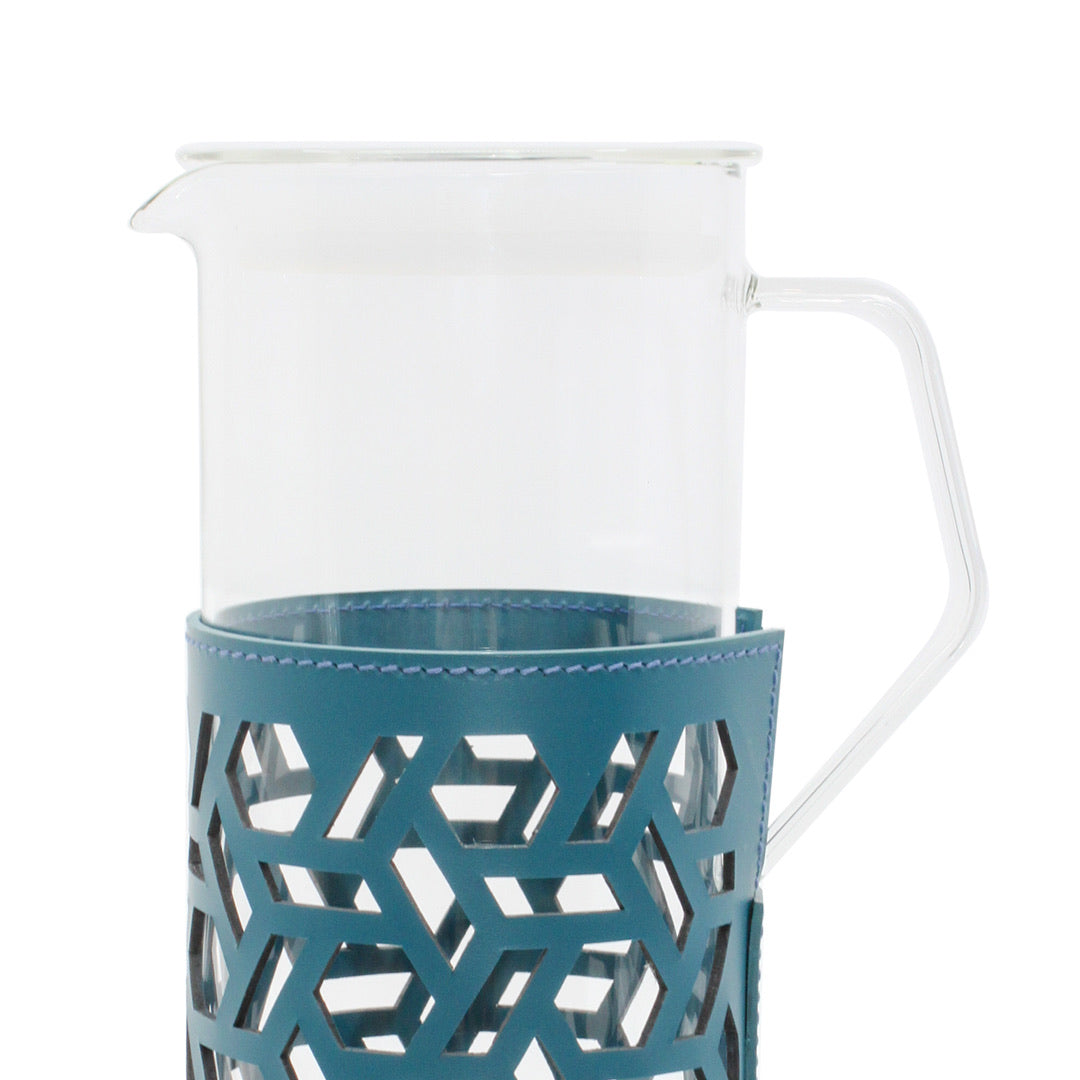 Trapani Glass Carafe - Petrol Blue