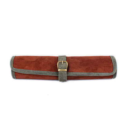 Suede Roll Up Backgammon - Red